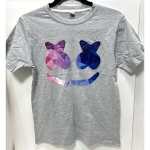 Marshmello Fortnite Grey T-Shirt Size 160 Youth XL Geometric Gamer Helmet Tee